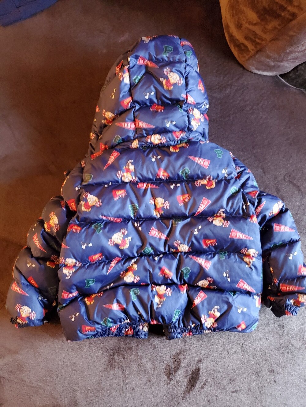 Ralph Lauren Navy Hooded Puffer Jacket with Character Print - Picture 4 of 7